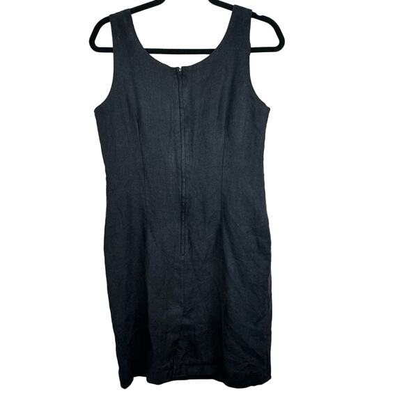 Ellen Ashley 100% Linen Black Dress Vintage Sheath Dress Size 10 Minimalist - Picture 2 of 5